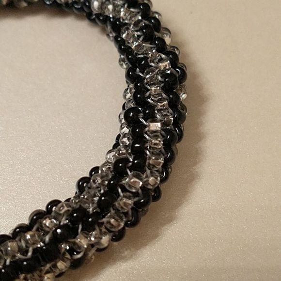 Hand Sewn Black and Silver Bracelet! - Picture 3 of 8
